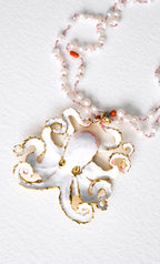 Incili White Octopus Kolye