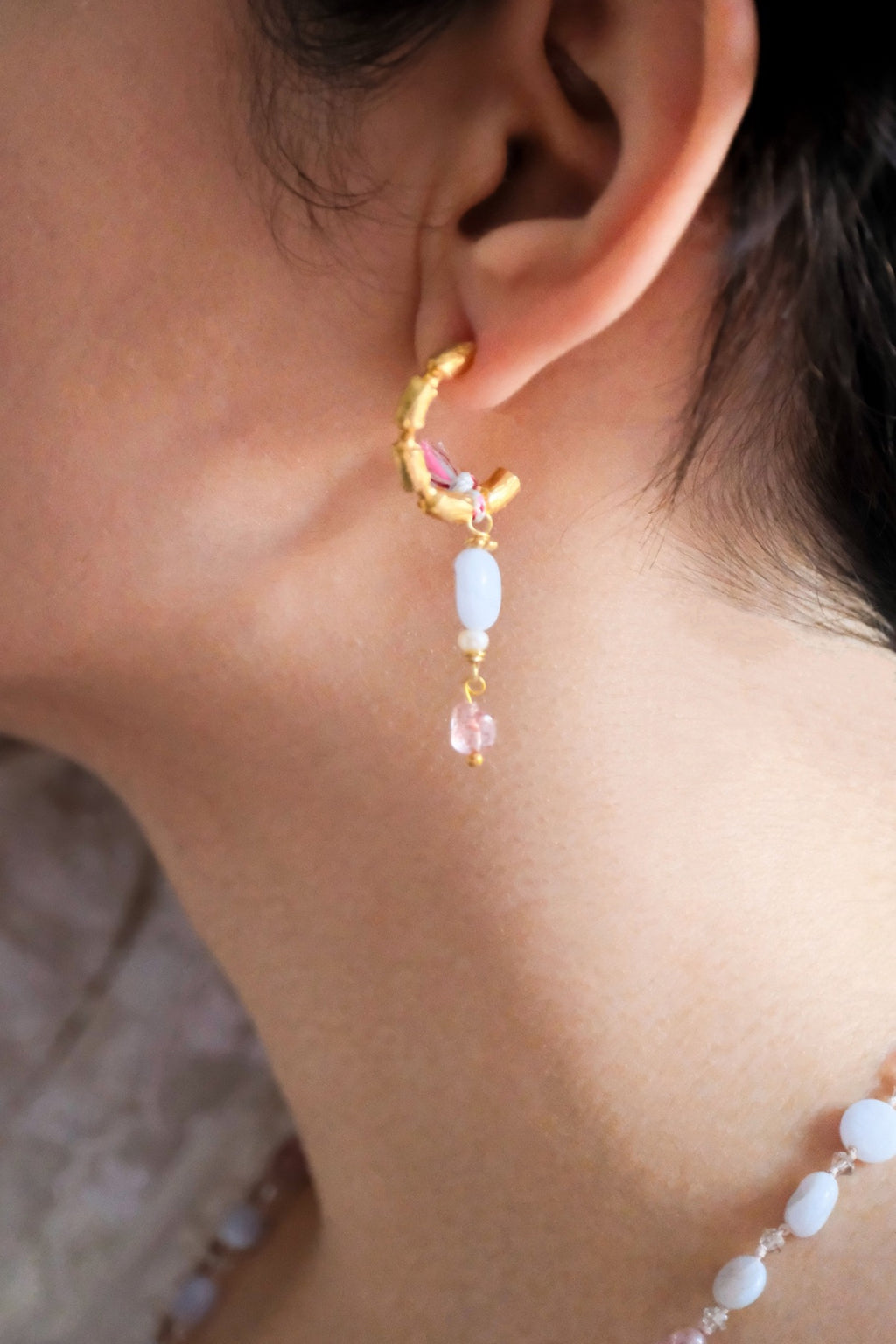 Mini Silver Moon Stone Earrings