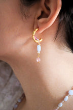 Mini Silver Moon Stone Earrings