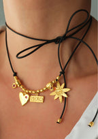 Merci Siyah Kord Charm Kolye